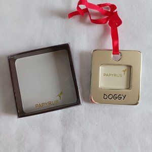 New Papyrus Silver metal Square Dog Doggy frame red ribbon ornament gift‎ box